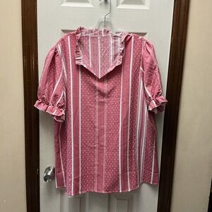 Pink and White Striped Blouse